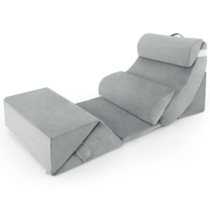 Set di 7 cuscini a cuneo per letto con copertura lavabile, Cuscini per corpo in memory foam regolabili Grigio-Cuscini