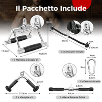 Set di accessori per macchine a cavi, Accessori per lat pulldown con maniglia a forma di V barra rettangolare-Allenamento della forza