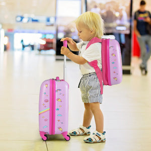 Set di bagagli a mano con ruote per ragazzi e ragazze, Set di valigie rotanti portatili e leggeri da viaggio Rosa-Bagagli e borse