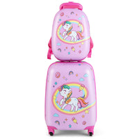 Set di bagagli a mano con ruote per ragazzi e ragazze, Set di valigie rotanti portatili e leggeri da viaggio Rosa-Bagagli e borse