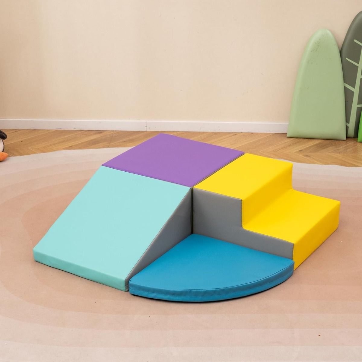 Set di blocchi in schiuma con velcro per arrampicarsi e gattonare per bambini-Set di blocchi morbidi per lo sviluppo dei bambini Blu
