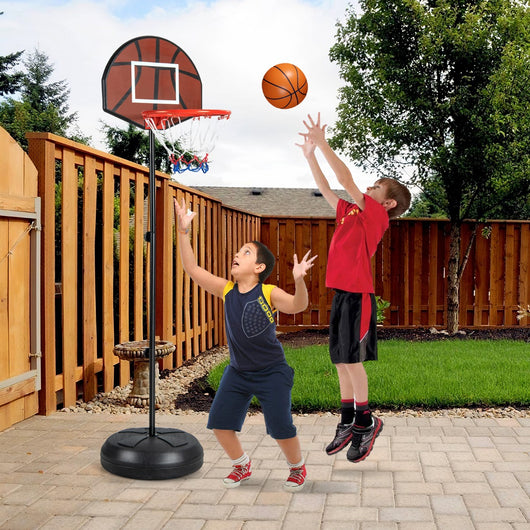 Set di canestro 2-in-1 con pannello doppio e 6 freccette, Canestro da basket per bambini regolabile in altezza-Ricreazione outdoor