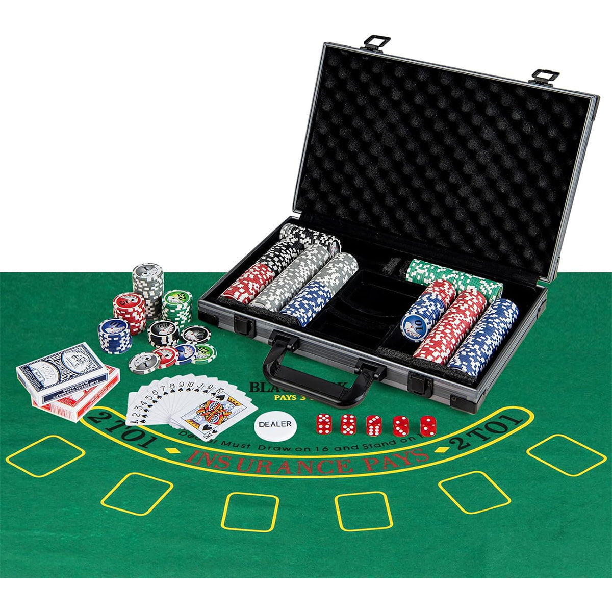 Set di chip da poker texas holdem con 400 pezzi e 2 mazzi di Carte, Set poker 400 fich per serate in famiglia e viaggi-Fiche e set da poker