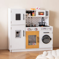 Set di cucina giocattolo con forno lavatrice microonde dispenser d¡¯acqua, Giocattolo da chef per gioco di fantasia Bianco-Cucine giocattoli