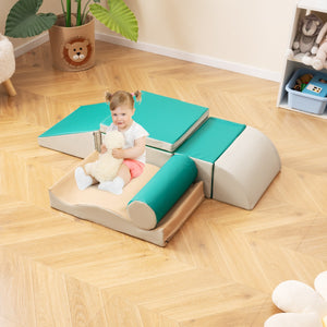 Set di giocattoli educativi per arrampicatori 7 pezzi, Attrezzatura leggera in schiuma per bambini pi¨´ di 1,5anni Verde-Giocattoli educativi