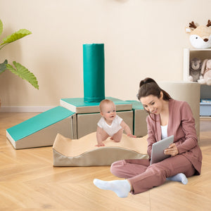 Set di giocattoli educativi per arrampicatori 7 pezzi, Attrezzatura leggera in schiuma per bambini pi¨´ di 1,5anni Verde-Giocattoli educativi