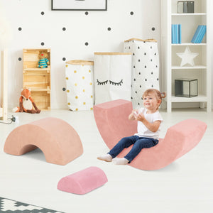 Set di giocattoli per arrampicata per bambini di 3 pezzi, Tunnel gioco interna in schiuma con riempimento elastico Rosa-Giocattoli educativi