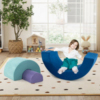 Set di gioco arrampicata arcobaleno con rivestimenti lavabili in lavatrice, Set di attivit¨¤ da gattonamento per interni-Giocattoli educativi