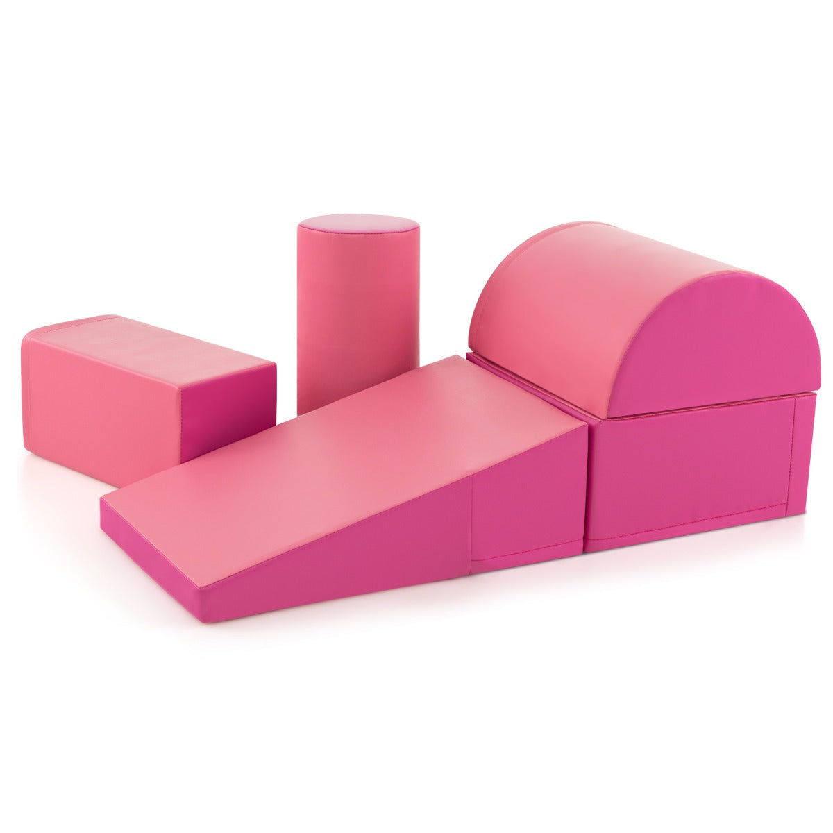 Set di gioco da arrampicata per bambini da 5 pezzi, Strutture di gioco in schiuma impermeabili Rosa scuro-Giocattoli educativi