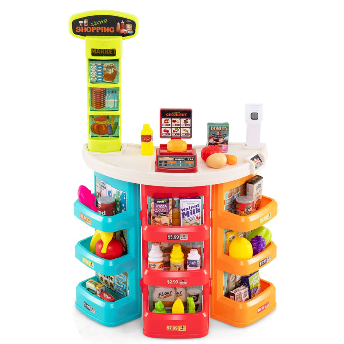 Giocattolo supermercato finto con luci e 29 pezzi accessori, Set di gioco supermercato per bambini dai 3 anni in su Colorato-Cucine giocattoli