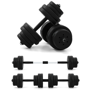 Bilanciere da palestra con barra di collegamento e copertura protettiva in gomma, Set di manubri regolabili da 2 pezzi Nero-Sollevamento pesi