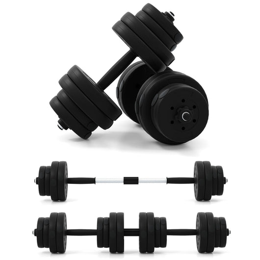 Bilanciere da palestra con barra di collegamento e copertura protettiva in gomma, Set di manubri regolabili da 2 pezzi Nero-Sollevamento pesi