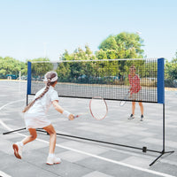 Set di racchette da badminton con 2 volani tappi per piedi, Set di rete da badminton regolabile 420x102x89-155cm-Ricreazione outdoor