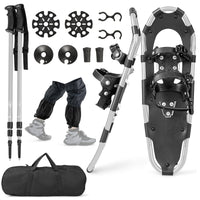 Set di racchette da neve con sistema di fissaggio e bastoncini da trekking, Racchette ergonomiche 53 cm Argento-Campeggio e Trekking