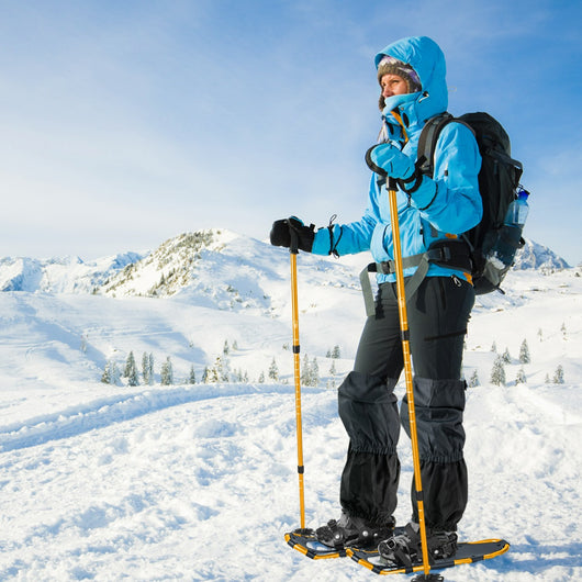 Set di racchette da neve con sistema di fissaggio e bastoncini da trekking, Racchette ergonomiche 63 cm Oro-Campeggio e Trekking