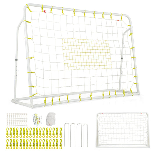 Set di reti da calcio per bambini ribalta e porta da calcio, Set di rete di rimbalzo con struttura in metallo Bianco-Ricreazione outdoor