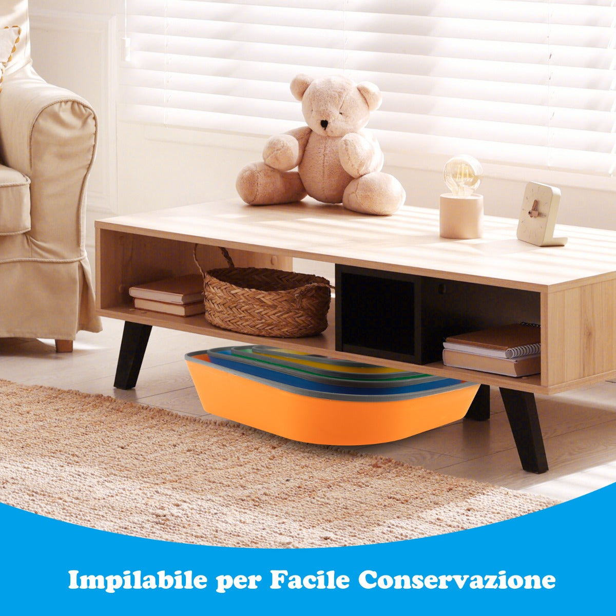 Set di tavolo e sedie per bambini set di mobili per bambini 3 PCS con deposito, Lavagna rimovibile per la stanza dei giochi Colorato-Tavoli e sedie