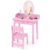 Set di trucco per bambini con specchio sedia illuminazione a LED a 2 colori, Tavolo da trucco per ragazze Rosa-Toelette per bimbi