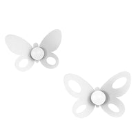 Set 2 ganci da parete Butterfly bianchi in acciaio, resistenti e decorativi per ingresso, bagno e camera, made in Italy