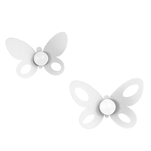 Set 2 ganci da parete Butterfly bianchi in acciaio, resistenti e decorativi per ingresso, bagno e camera, made in Italy