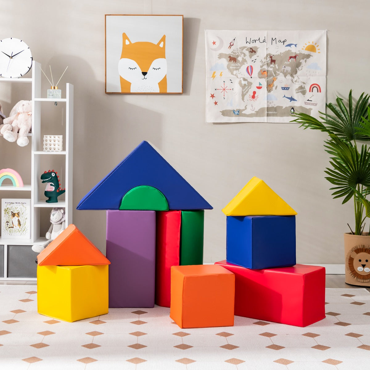 Set giocattoli in schiuma 11 pezzi impermeabili, Set di blocchi per arrampicatori per bambini Colorato-Giocattoli educativi