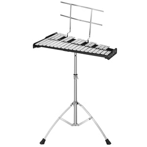 Set glockenspiel a 32 note con supporto regolabile leggio musicale pad per allenamento, Metallofono pieghevole-Divertimenti musicali