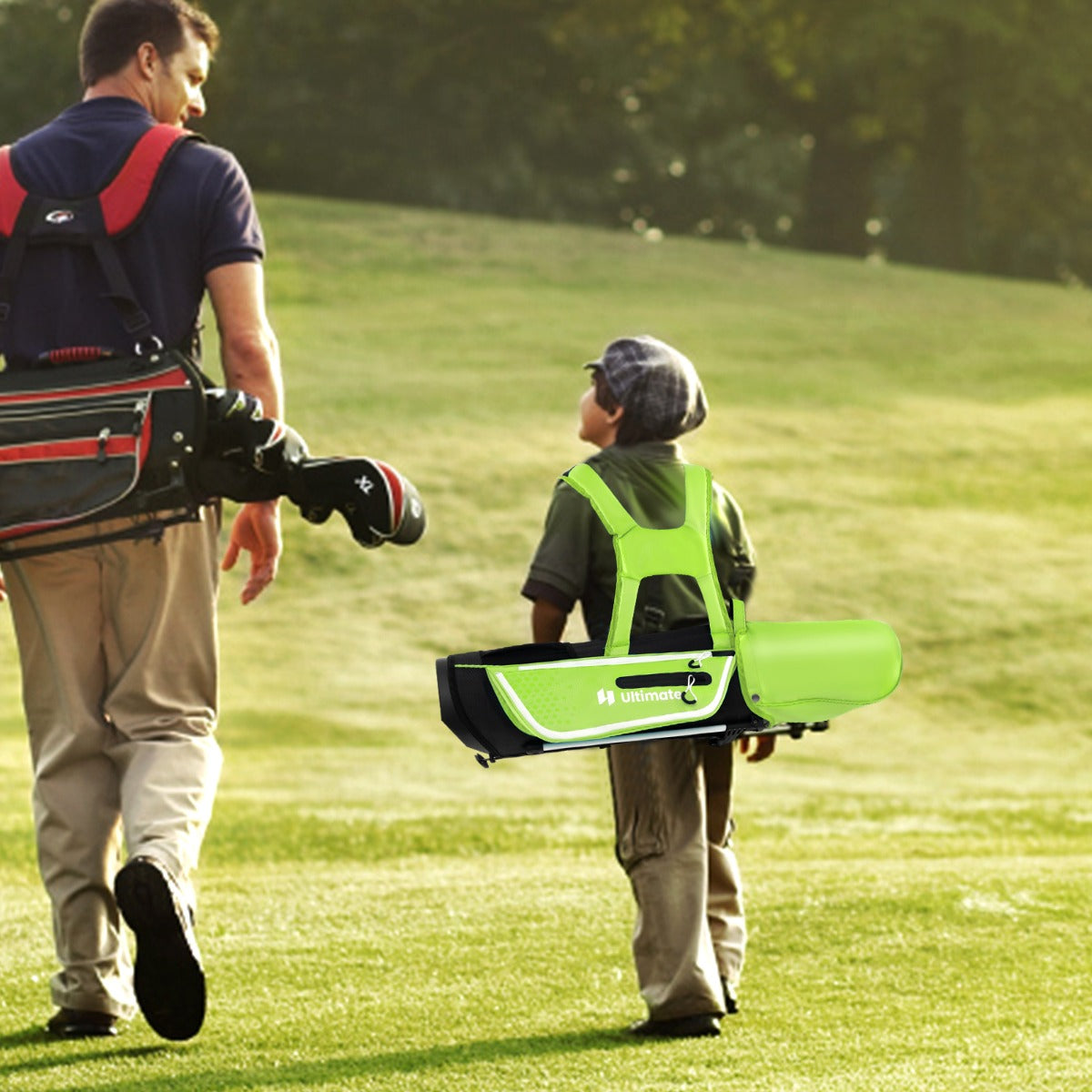 Set mazze da golf completo per bambini 5-7 anni, Set allenamento golf con sacca da golf fodera impermeabile Verde-Golf