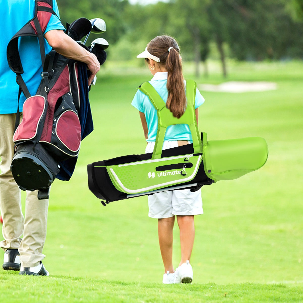 Set mazze da golf completo per bambini 8-10 anni, Set allenamento golf con sacca da golf fodera impermeabile Verde-Golf