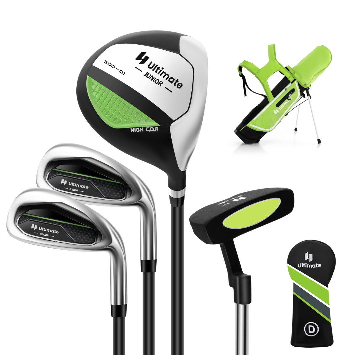Set mazze da golf completo per bambini 8-10 anni, Set allenamento golf con sacca da golf fodera impermeabile Verde-Golf