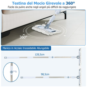 Set mocio e secchio con lavaggio senza mani e design a doppio serbatoio, Set mocio e secchio con potente assorbimento Blu-Strumenti pulizia