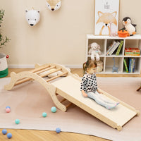 Set scala da arrampicata per bambini con rampa reversibile per arrampicarsi e scivolare, Scala per bambini Naturale-Arrampicate e scivoli