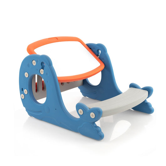 Set tavolo attivit¨¤ convertibile per bambini con lavagna cancellabile, Cavalletto multifunzionale Blu e Arancione-Tavoli e sedie