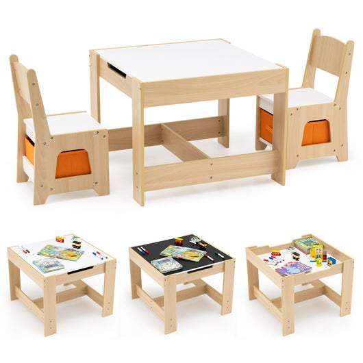 Set tavolo e sedie per bambini piano doppio superficie smontabile, Tavolo scrivania per bambini per disegnare-Tavoli e sedie