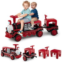 Set treno elettrico senza binari per bambini 3-8 anni, Auto giocattolo elettrica 12V con 2 sedie rimovibili Rosso-Macchinine giocattoli