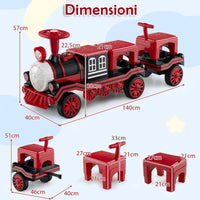 Set treno elettrico senza binari per bambini 3-8 anni, Auto giocattolo elettrica 12V con 2 sedie rimovibili Rosso-Macchinine giocattoli