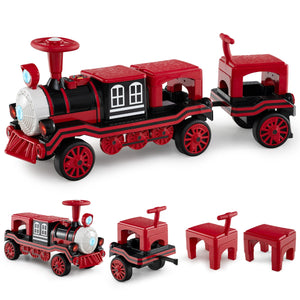 Set treno elettrico senza binari per bambini 3-8 anni, Auto giocattolo elettrica 12V con 2 sedie rimovibili Rosso-Macchinine giocattoli
