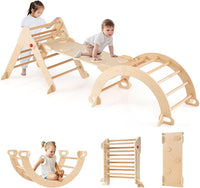 Set triangolo 7 in 1 per bambini, Palestra da interno per bambini da 3+ anni Naturale-Giocattoli educativi