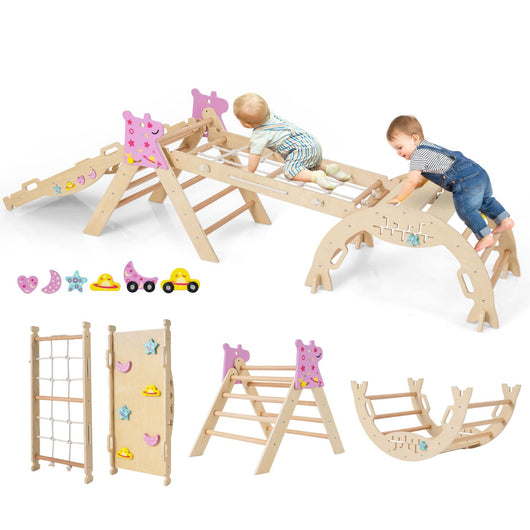 Set triangolo giocattoli pieghevoli per arrampicata beb¨¨, Triangolo arrampicatore per bambini con tunnel Naturale-Arrampicate e scivoli