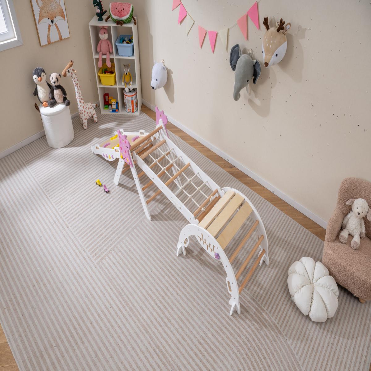 Set triangolo giocattoli pieghevoli per arrampicata beb¨¨, Triangolo arrampicatore per bambini con tunnel Bianco-Arrampicate e scivoli