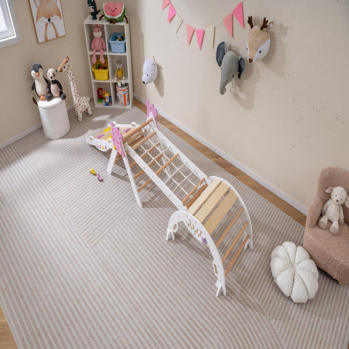 Set triangolo giocattoli pieghevoli per arrampicata beb¨¨, Triangolo arrampicatore per bambini con tunnel Bianco-Arrampicate e scivoli