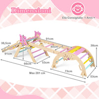 Set triangolo giocattoli pieghevoli per arrampicata beb¨¨, Triangolo arrampicatore per bambini con tunnel Rosa-Arrampicate e scivoli