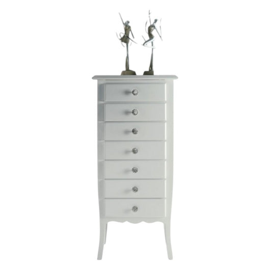 Cassettiera 7 cassetti in legno arte povera laccato bianco opaco l.50 x p.37 h.107 (3036) - Mobili 2G