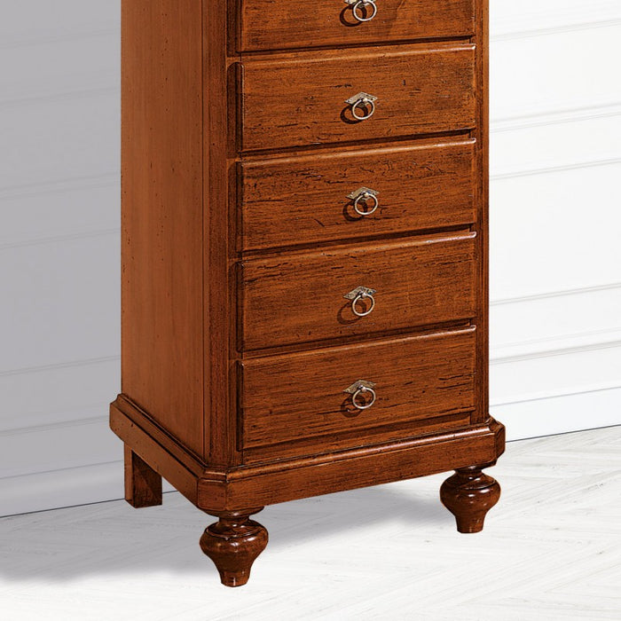 Cassettiera 8 cassetti in legno arte povera tinta noce l.55 x p.45 h.149 (707) - Mobili 2G