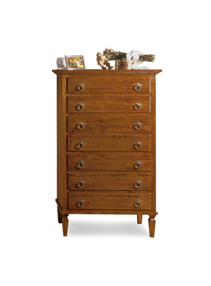 Cassettiera 7 cassetti in legno arte povera tinta noce l.85 x p.47 h.138 (6019) - Mobili 2G