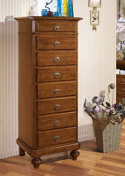 Cassettiera 8 cassetti in legno arte povera tinta noce l.55 x p.45 h.149 (707) - Mobili 2G