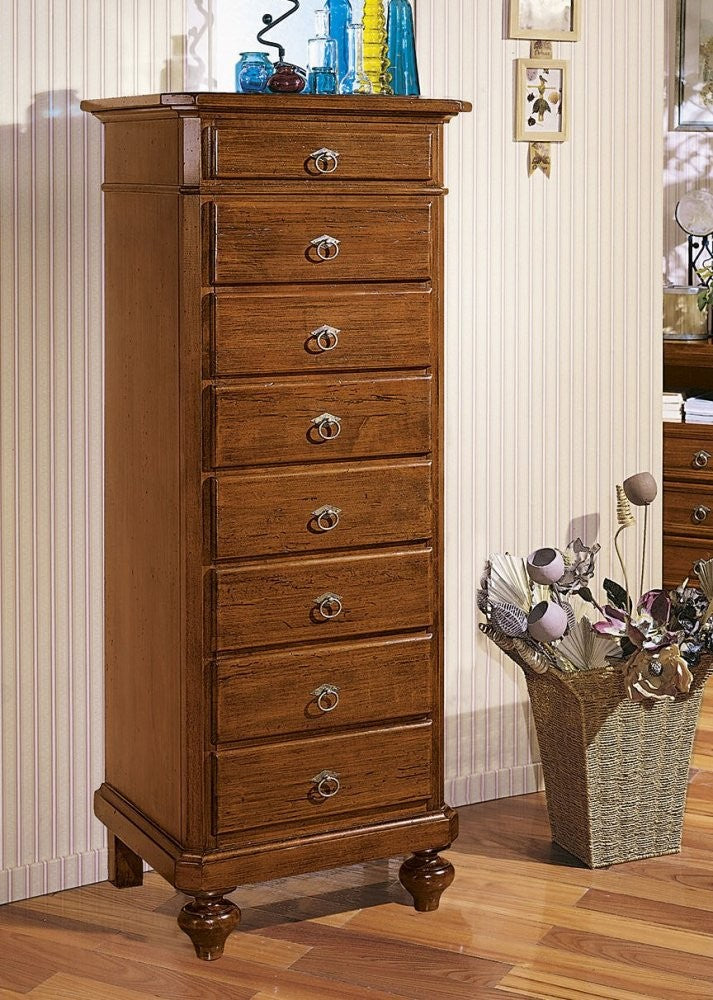 Cassettiera 8 cassetti in legno arte povera tinta noce l.55 x p.45 h.149 (707) - Mobili 2G