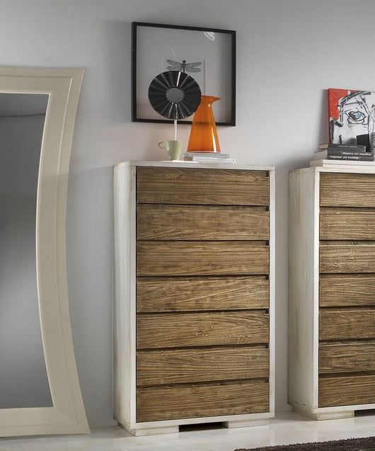 Cassettiera contemporanea 7 cassetti in legno massello l.70 x p.45 h.137 - Mobili 2G