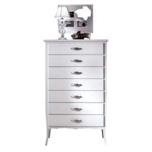 Cassettiera 7 cassetti in legno arte povera laccato bianco opaco l.85 x p.47 h.139 (3031) - Mobili 2G