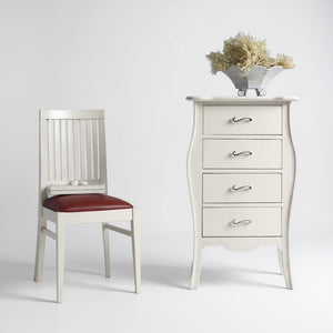 Cassettiera 4 cassetti in legno arte povera laccato bianco opaco l.62 x p.42 h.105 (3034) - Mobili 2G