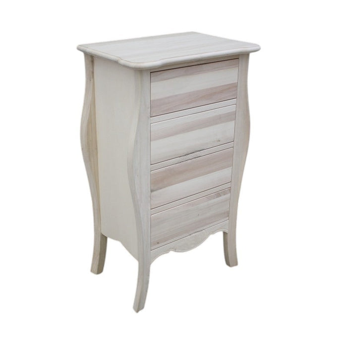 Cassettiera 4 cassetti in legno arte povera laccato bianco opaco l.62 x p.42 h.105 (3034) - Mobili 2G